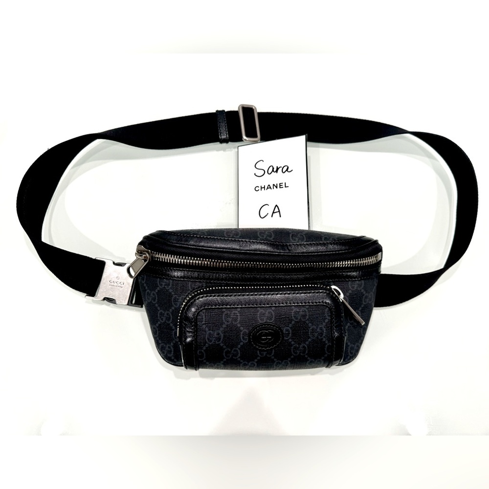 ❌SOLD OUT❌Gucci Black Supreme Coated canvas Belt Bag